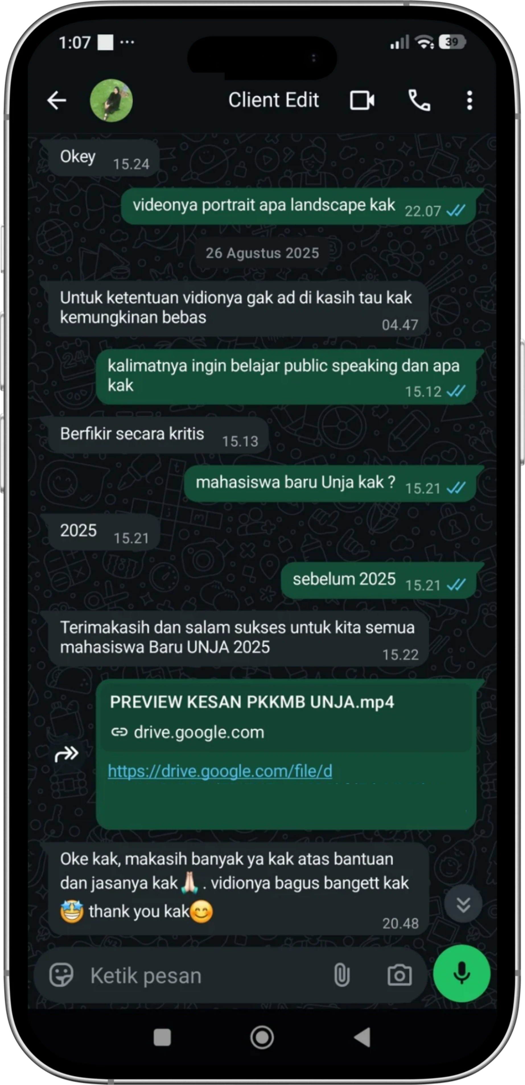 Testimoni klien editing konten sosmed LENSAKU CREATIVE